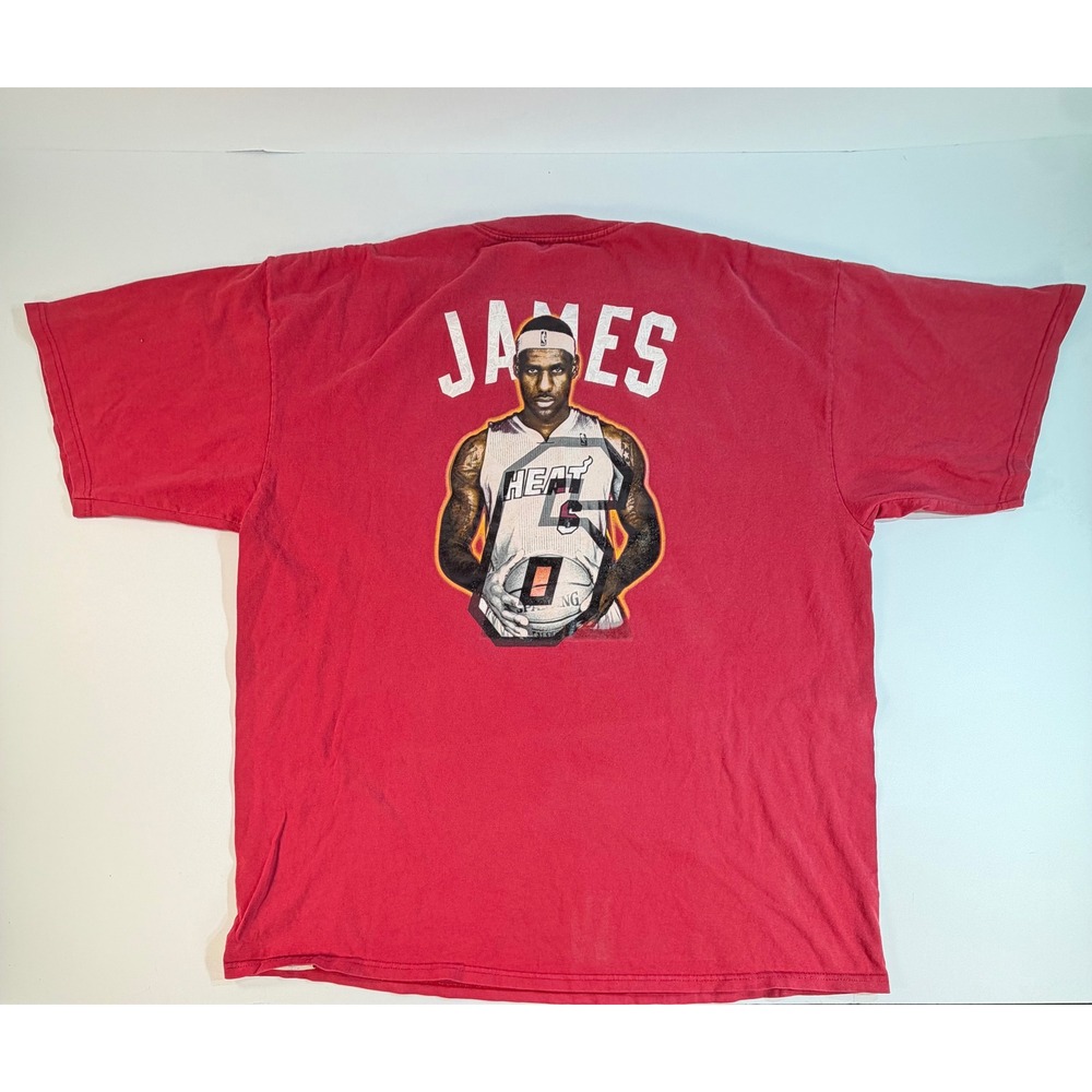 LeBron James Miami Heat BRON Graphic T-Shirt Red Mens 2XL NBA Basketball Tee